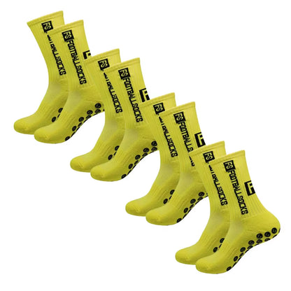 4 Pairs Soccer Socks Sports Grip Socks Anti-Slip Basketball Socks Spot Rubber Anti-Slip Cotton Soccer Socks