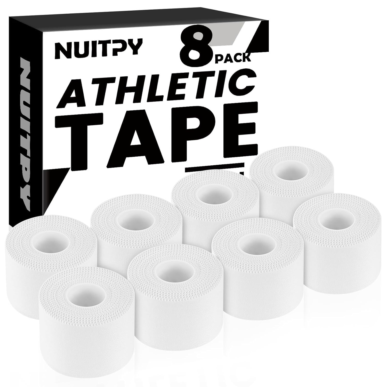 8 Pack White Athletic Sports Tape, Easy Tear Wrist Tape for Boxing & Gymnastics
