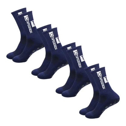4 Pairs Soccer Socks Sports Grip Socks Anti-Slip Basketball Socks Spot Rubber Anti-Slip Cotton Soccer Socks