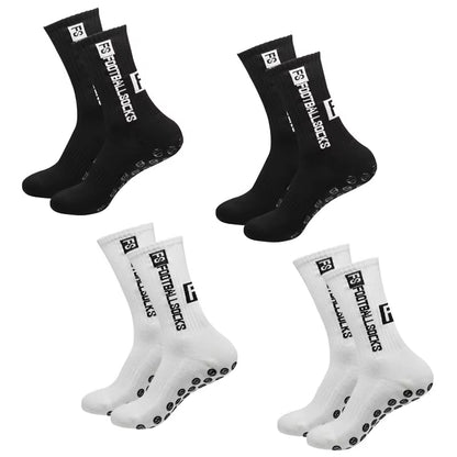 4 Pairs Soccer Socks Sports Grip Socks Anti-Slip Basketball Socks Spot Rubber Anti-Slip Cotton Soccer Socks