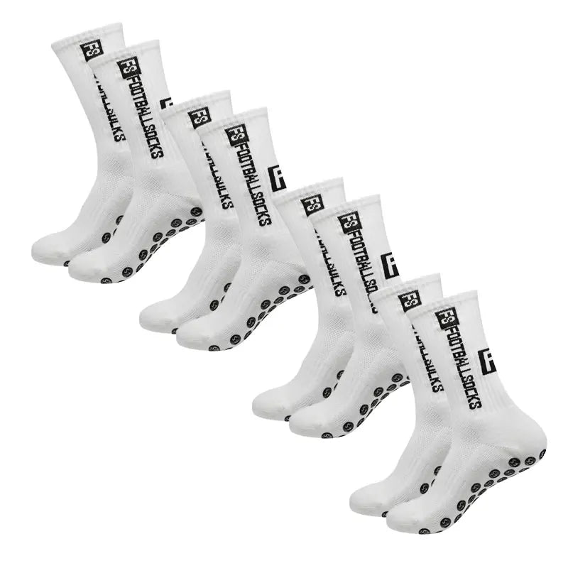 4 Pairs Soccer Socks Sports Grip Socks Anti-Slip Basketball Socks Spot Rubber Anti-Slip Cotton Soccer Socks