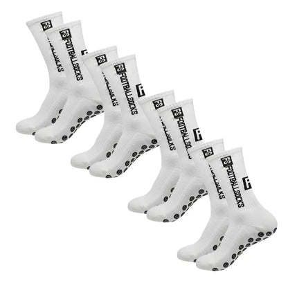 4 Pairs Soccer Socks Sports Grip Socks Anti-Slip Basketball Socks Spot Rubber Anti-Slip Cotton Soccer Socks