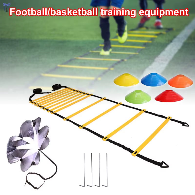 Agility Training Football Soccer Equipment, Fitness Training Disc Cones Ladder Chute Running Umbrella for Speed Balance Footwork