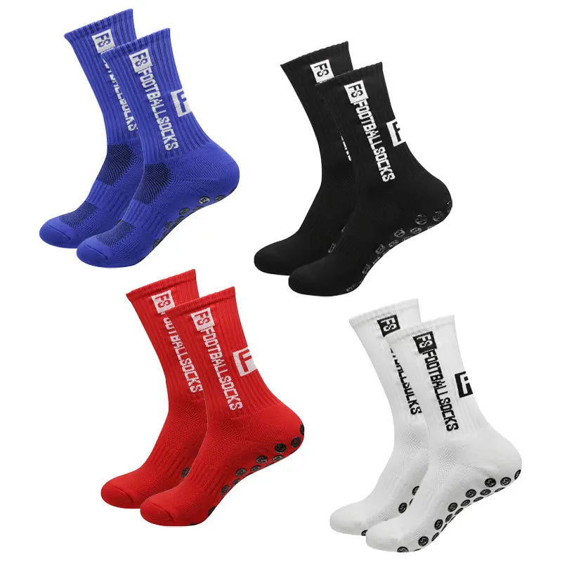4 Pairs Soccer Socks Sports Grip Socks Anti-Slip Basketball Socks Spot Rubber Anti-Slip Cotton Soccer Socks