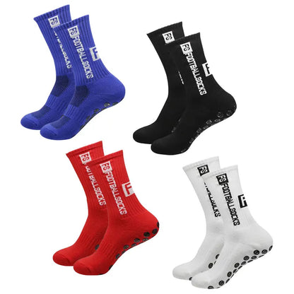 4 Pairs Soccer Socks Sports Grip Socks Anti-Slip Basketball Socks Spot Rubber Anti-Slip Cotton Soccer Socks