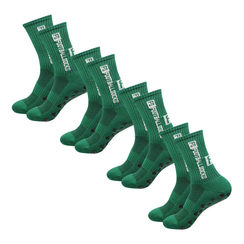 4 Pairs Soccer Socks Sports Grip Socks Anti-Slip Basketball Socks Spot Rubber Anti-Slip Cotton Soccer Socks